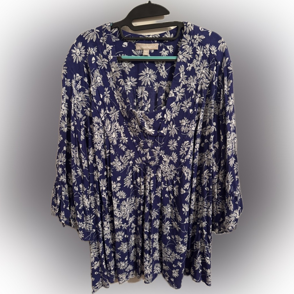 Woman Within Floral Print Tunic Shirt, Women’s 3X